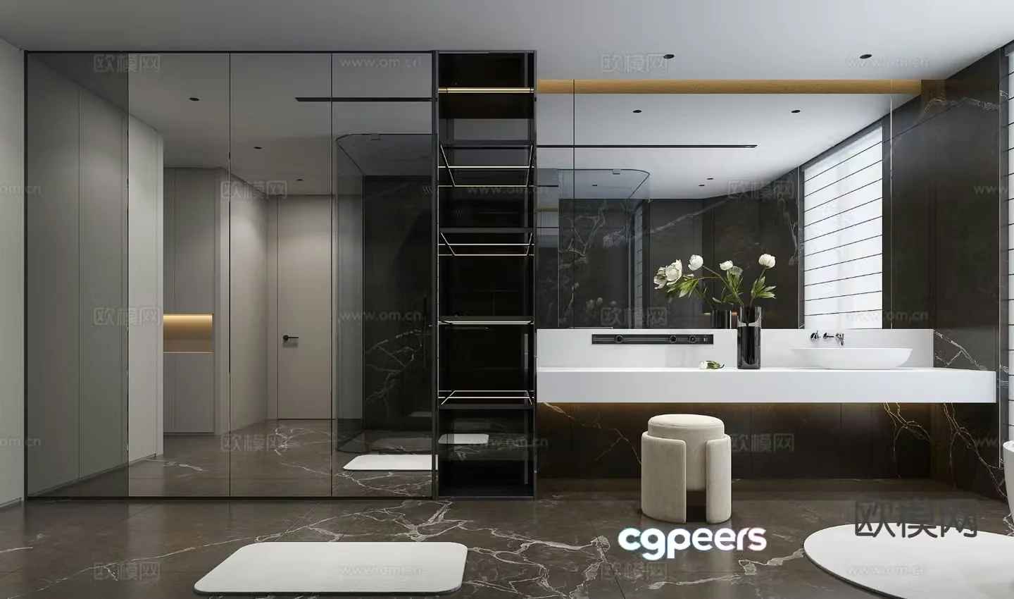 Modern restroom bathroom 3d model