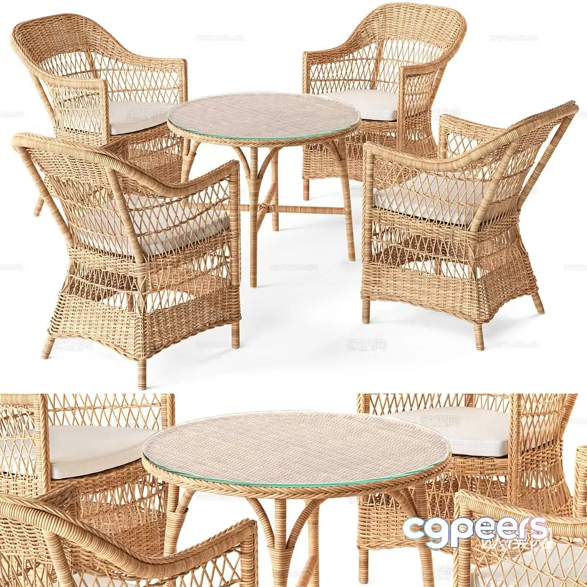 New Chinese style outdoor leisure table and chair 3D model