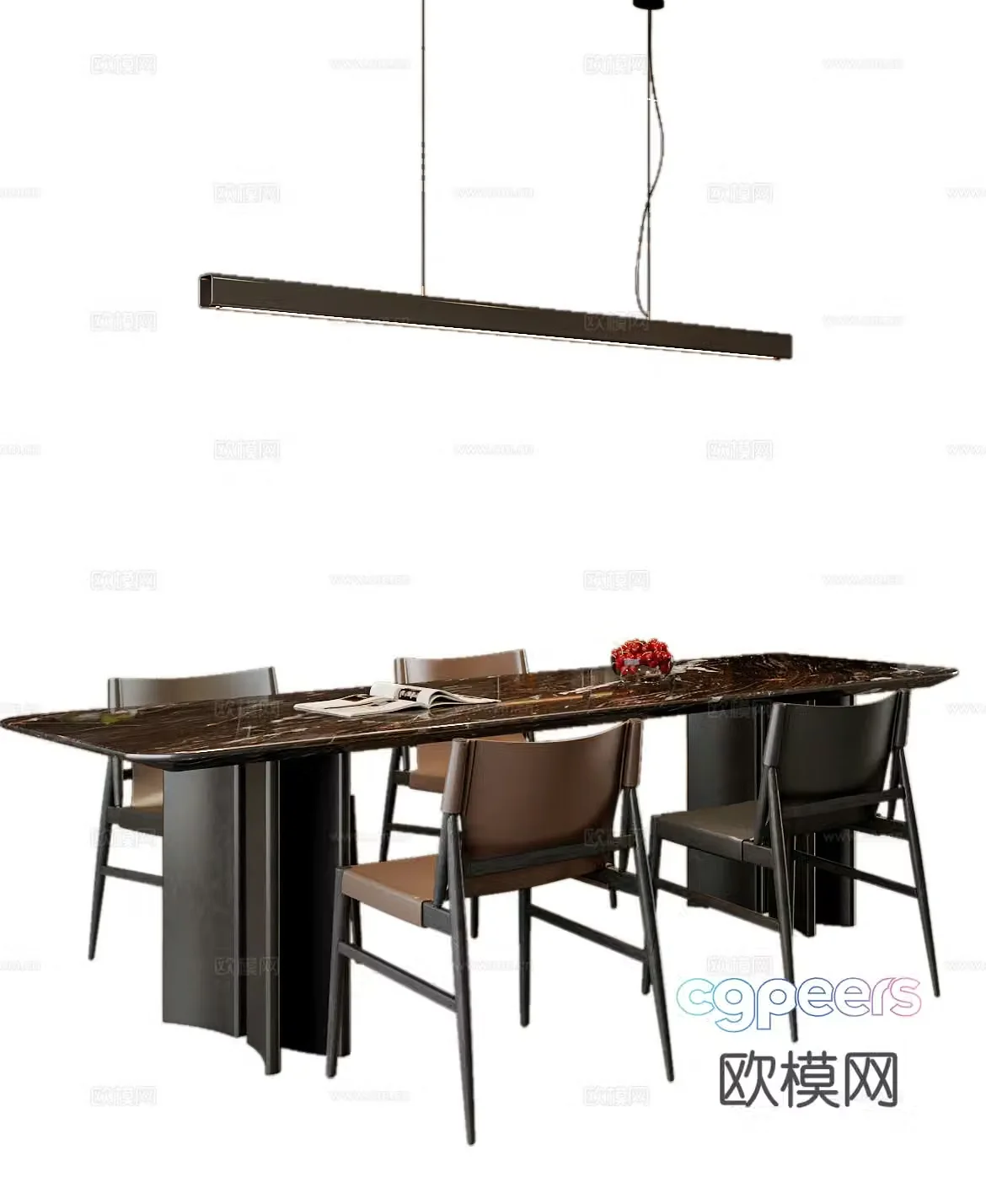 Italian dining table and chair 3D model