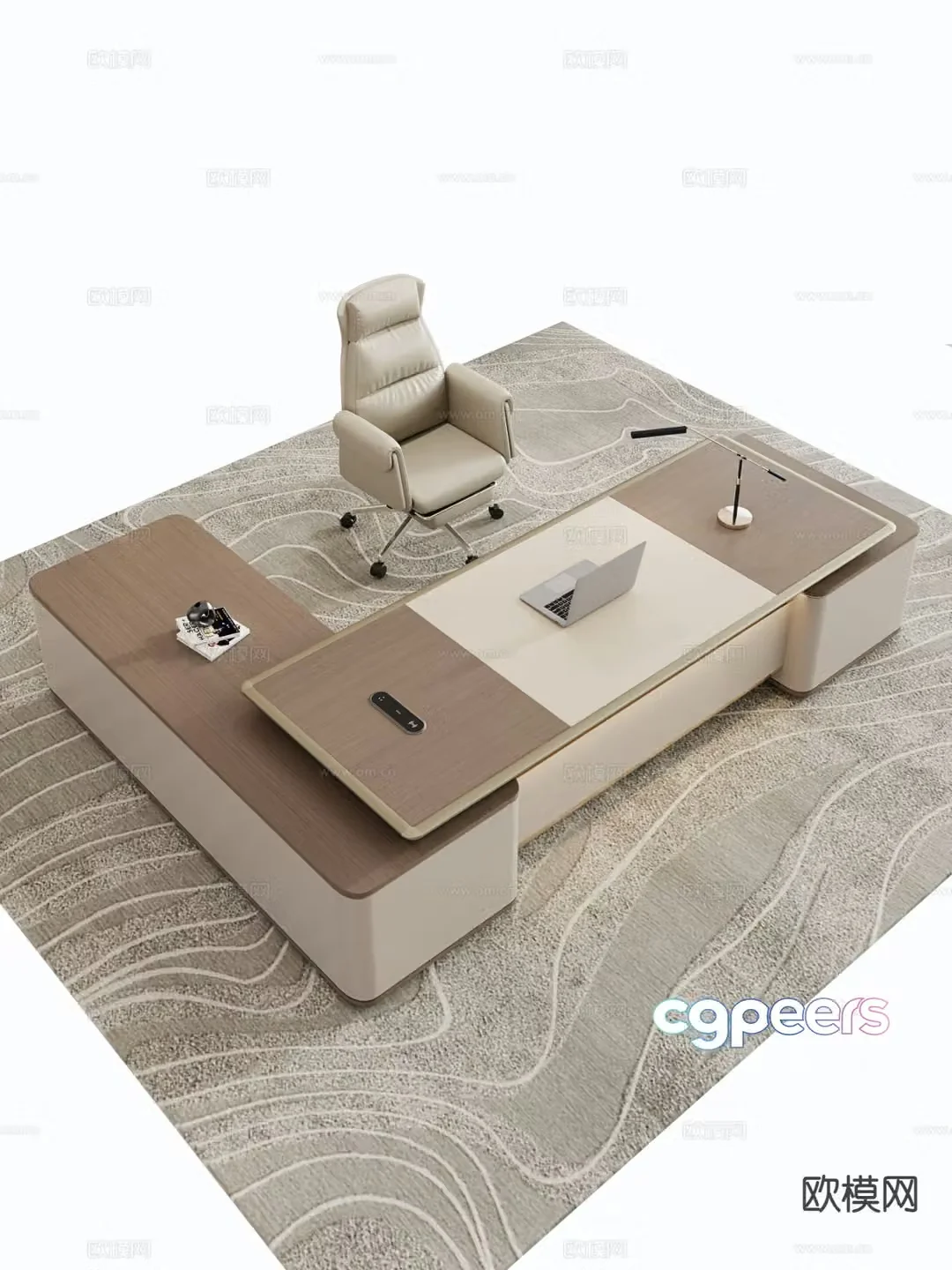 Modern office desk and chair desk table boss table president table 3D model
