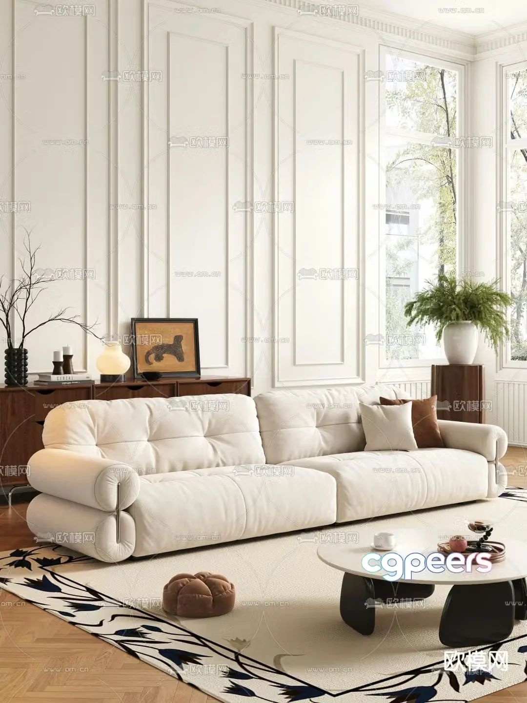 Modern three-seat sofa 3d model