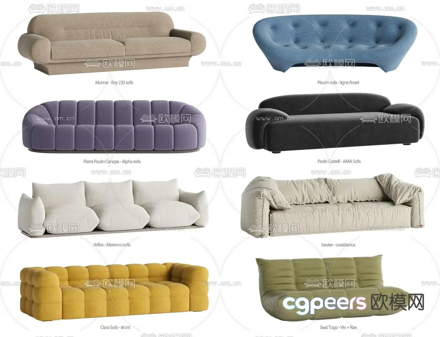 Modern fabric sofa 3d model