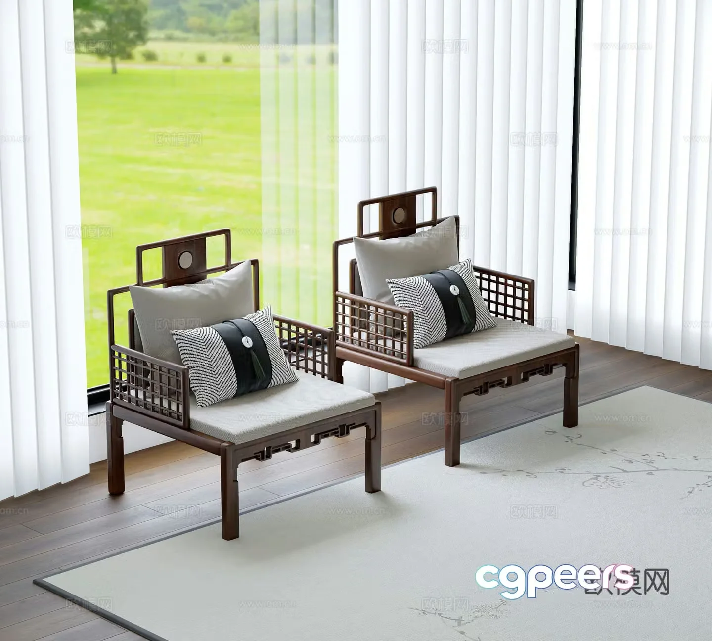 New Chinese style chair leisure chair sofa chair 3d model
