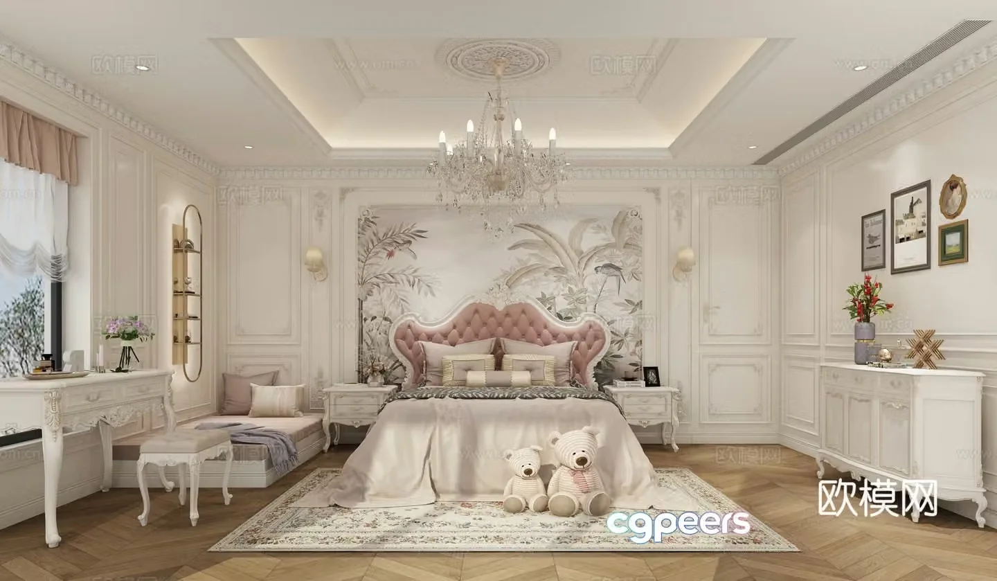 European style villa daughter room 3d model