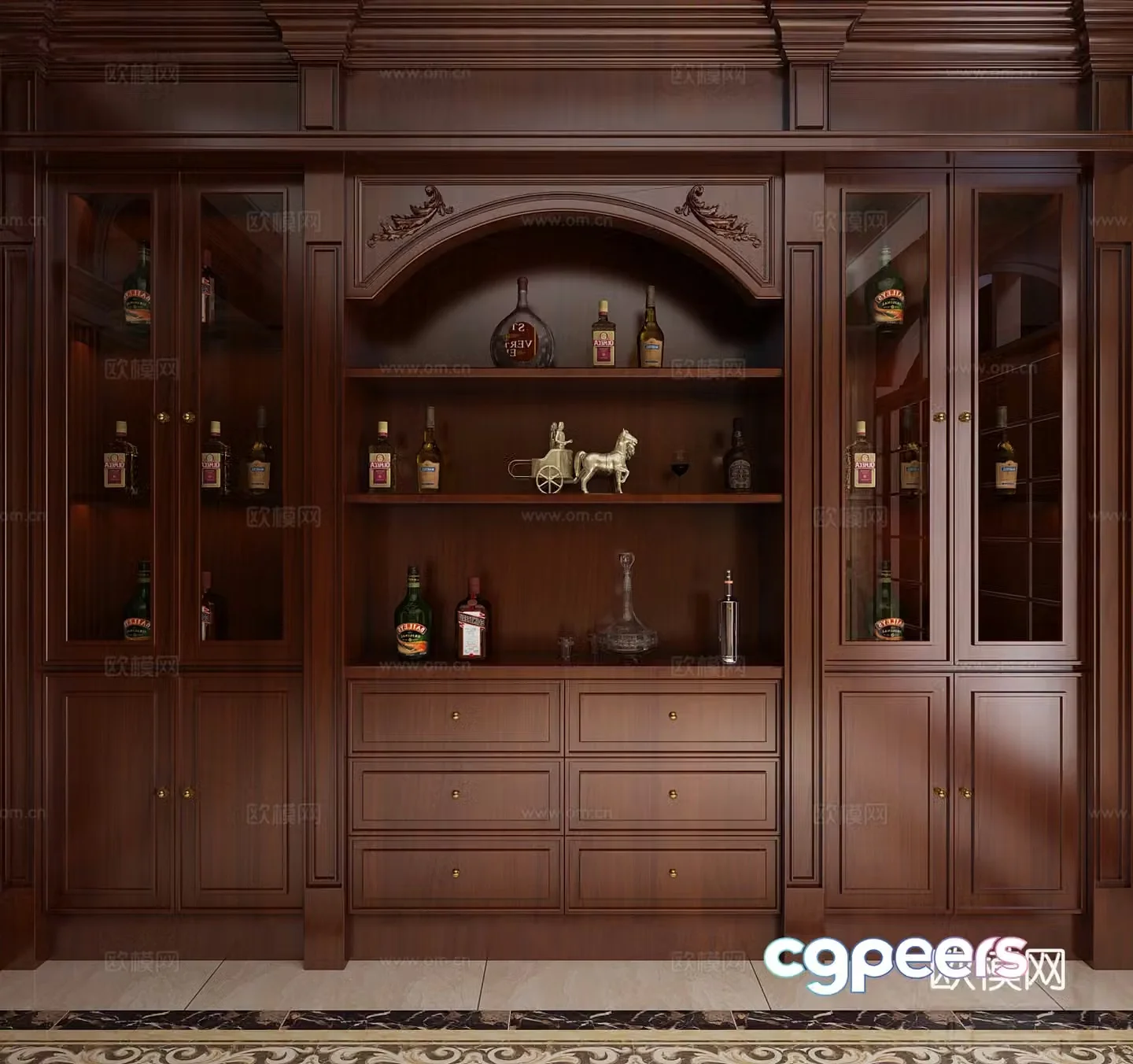 Traditional American wine cabinet 3D model