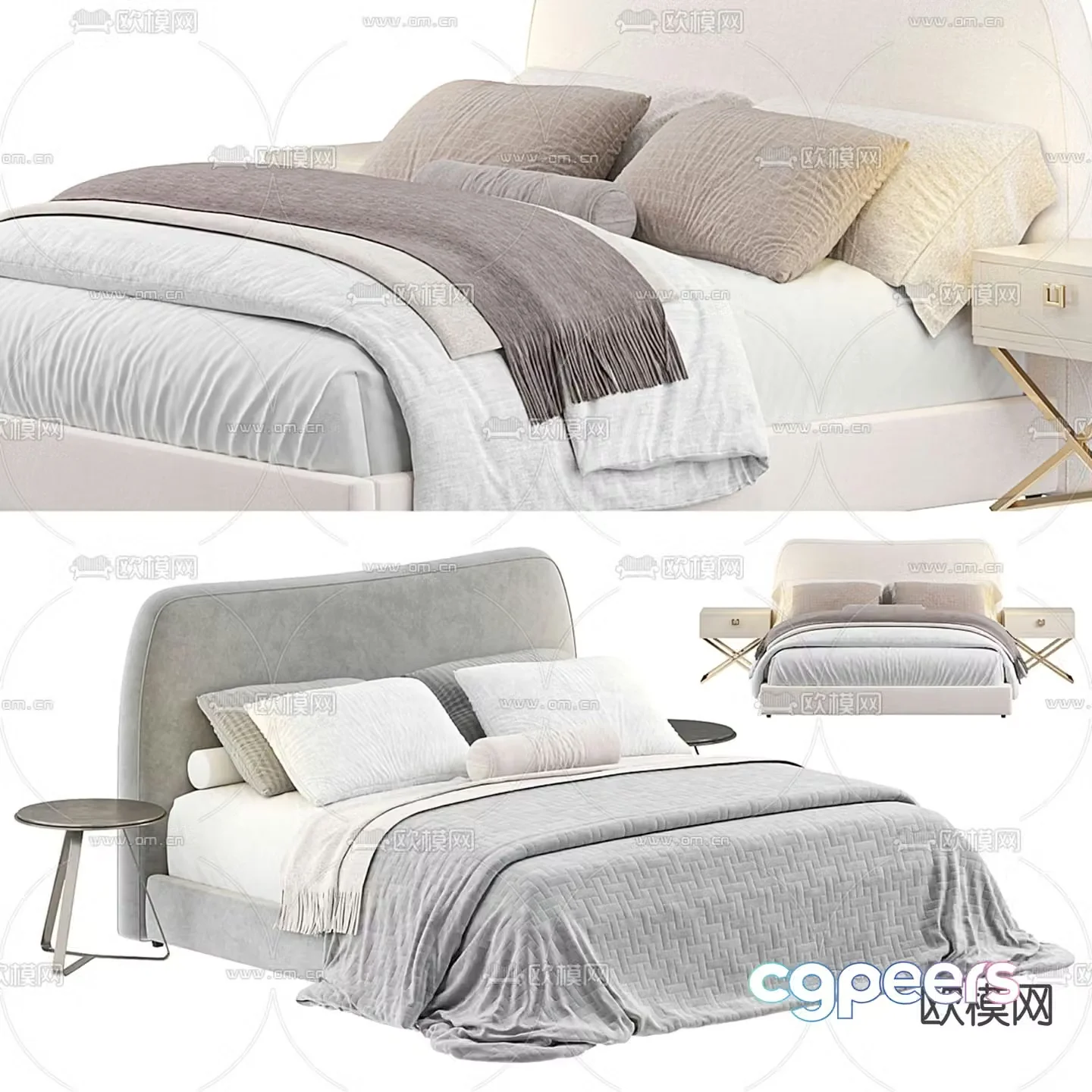 Modern double bed 3d model