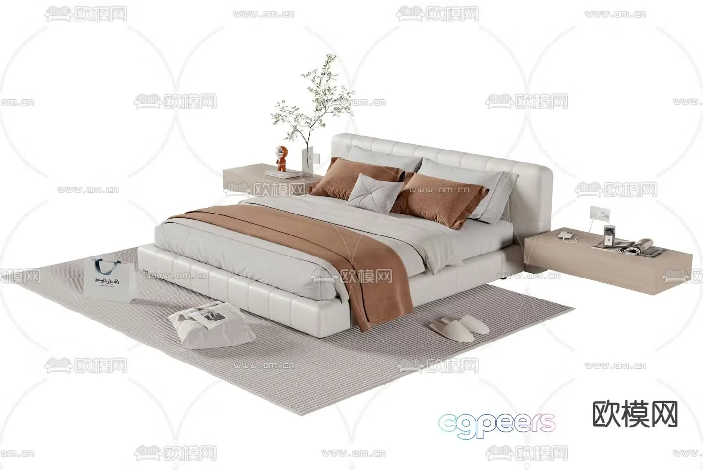 Modern double bed 3d model