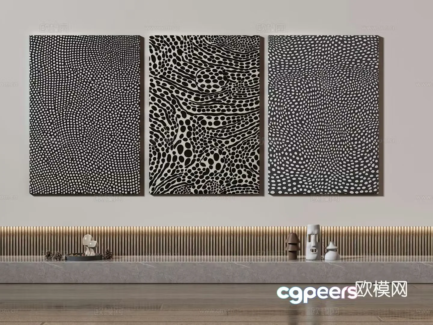 Modern texture painting decorative painting 3d model