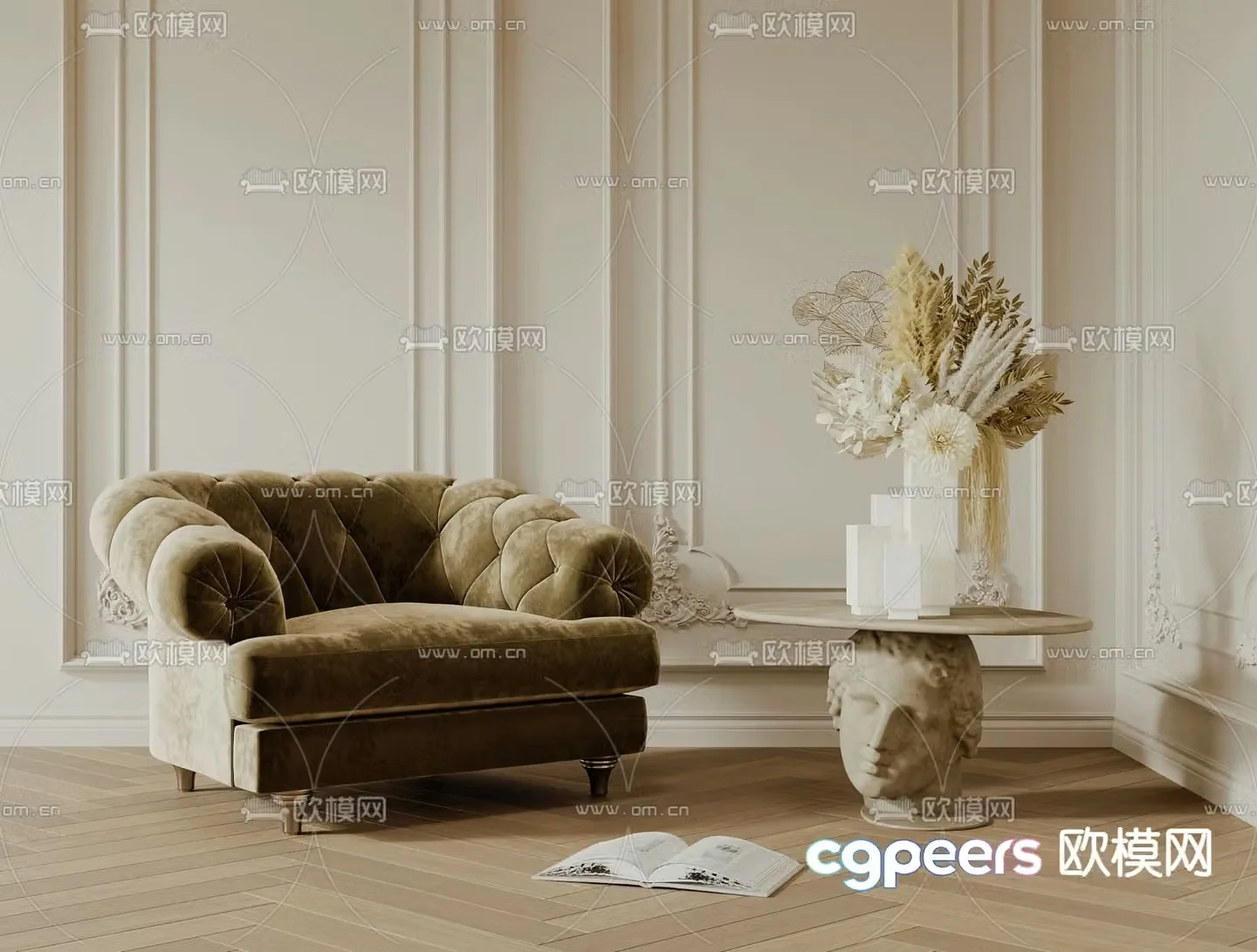 Simple European single sofa 3d model