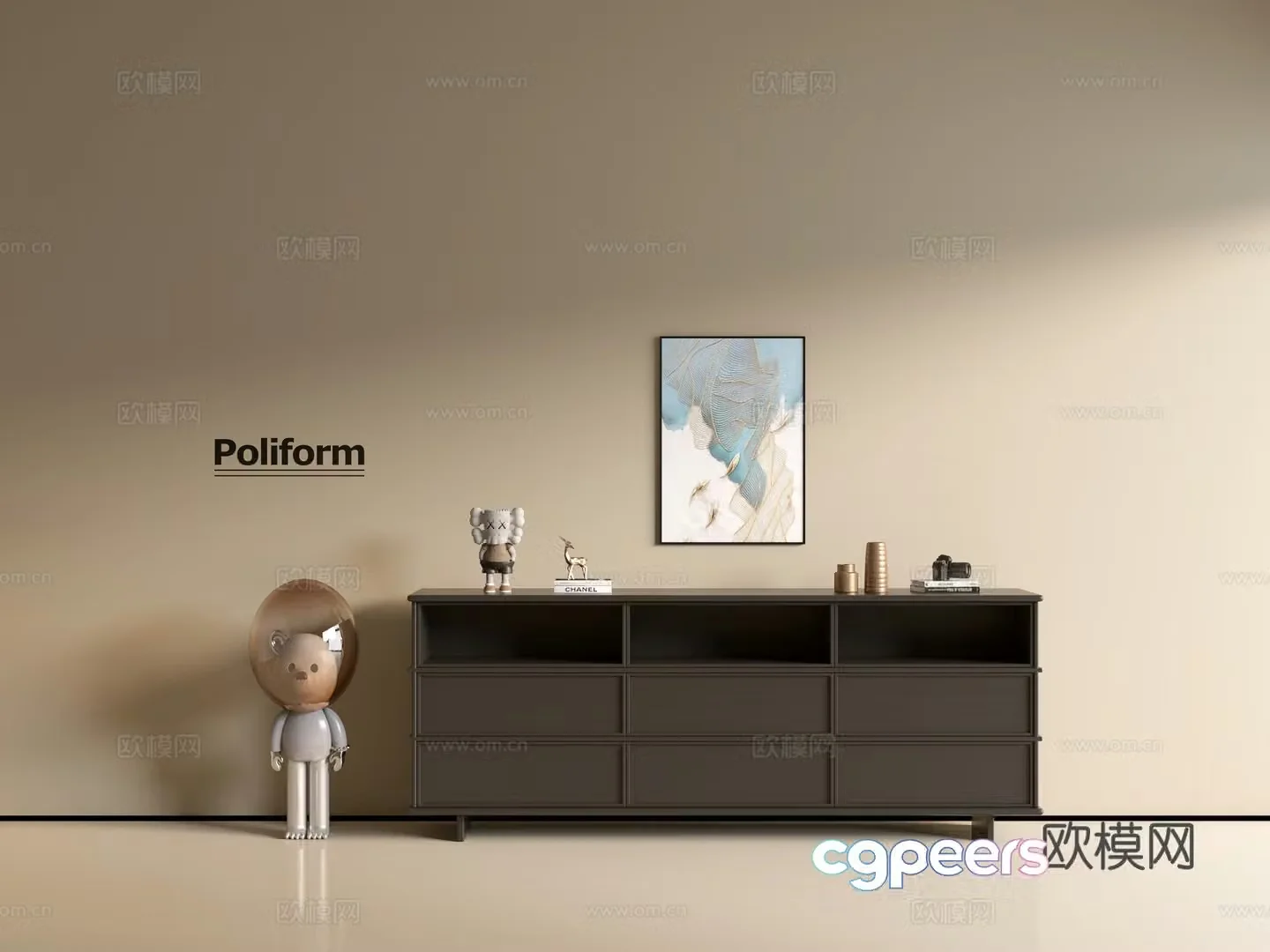 Modern black cabinet ins wind side cabinet chest cabinet low cabinet whole cabinet dining side cabinet balcony cabinet 3d model