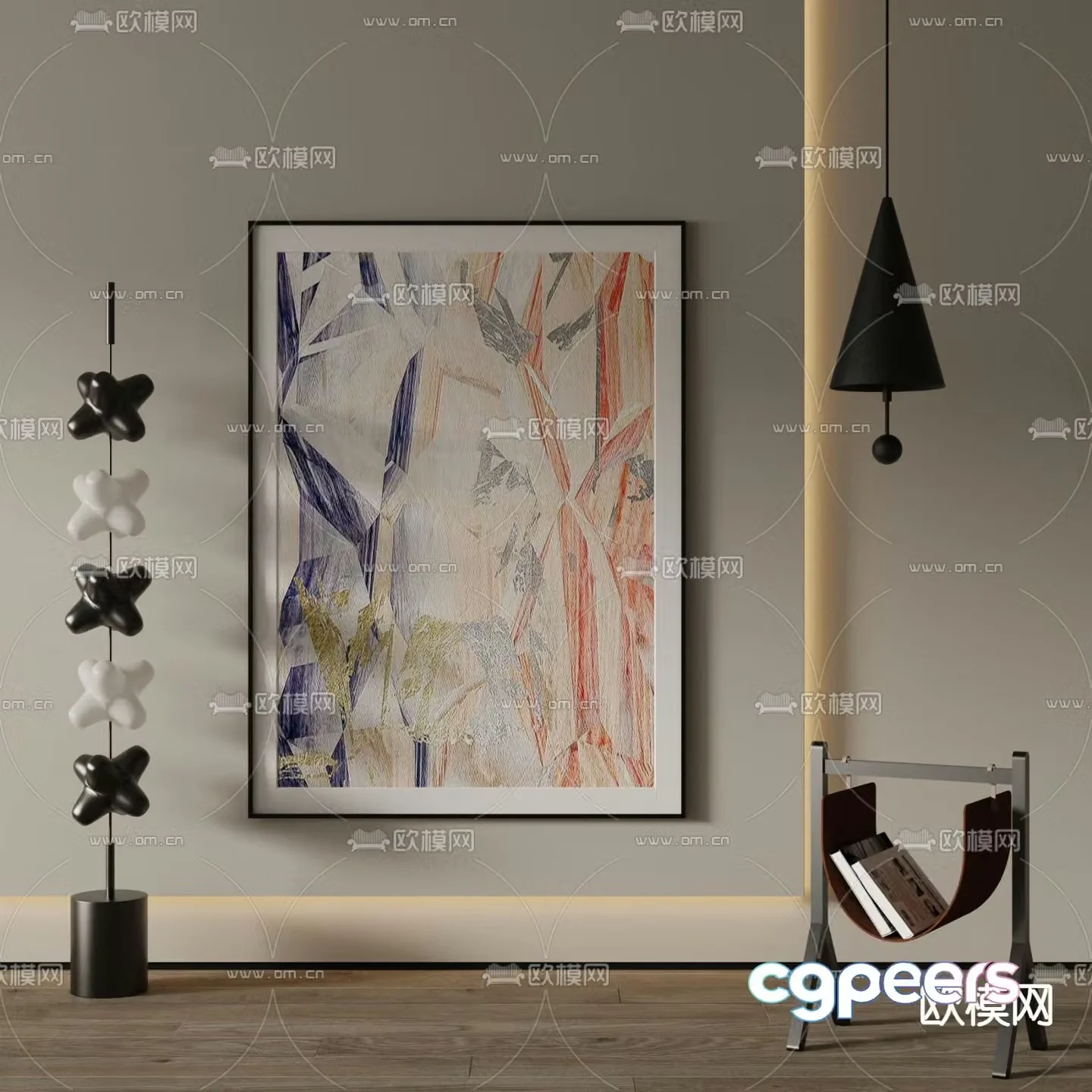 Modern decorative painting hanging painting 3d model