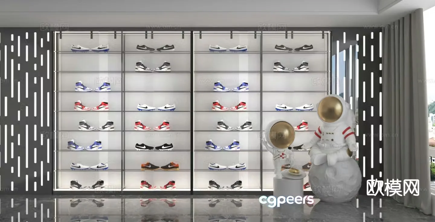 Modern shoe cabinet display cabinet 3d model