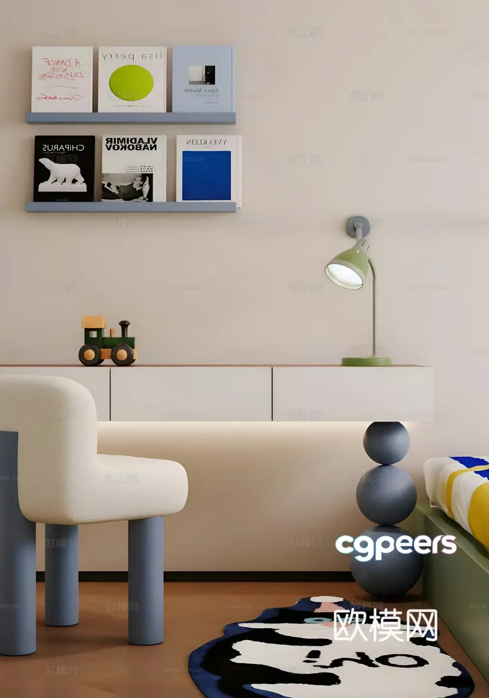 Modern study dopamine children’s room study 3D model