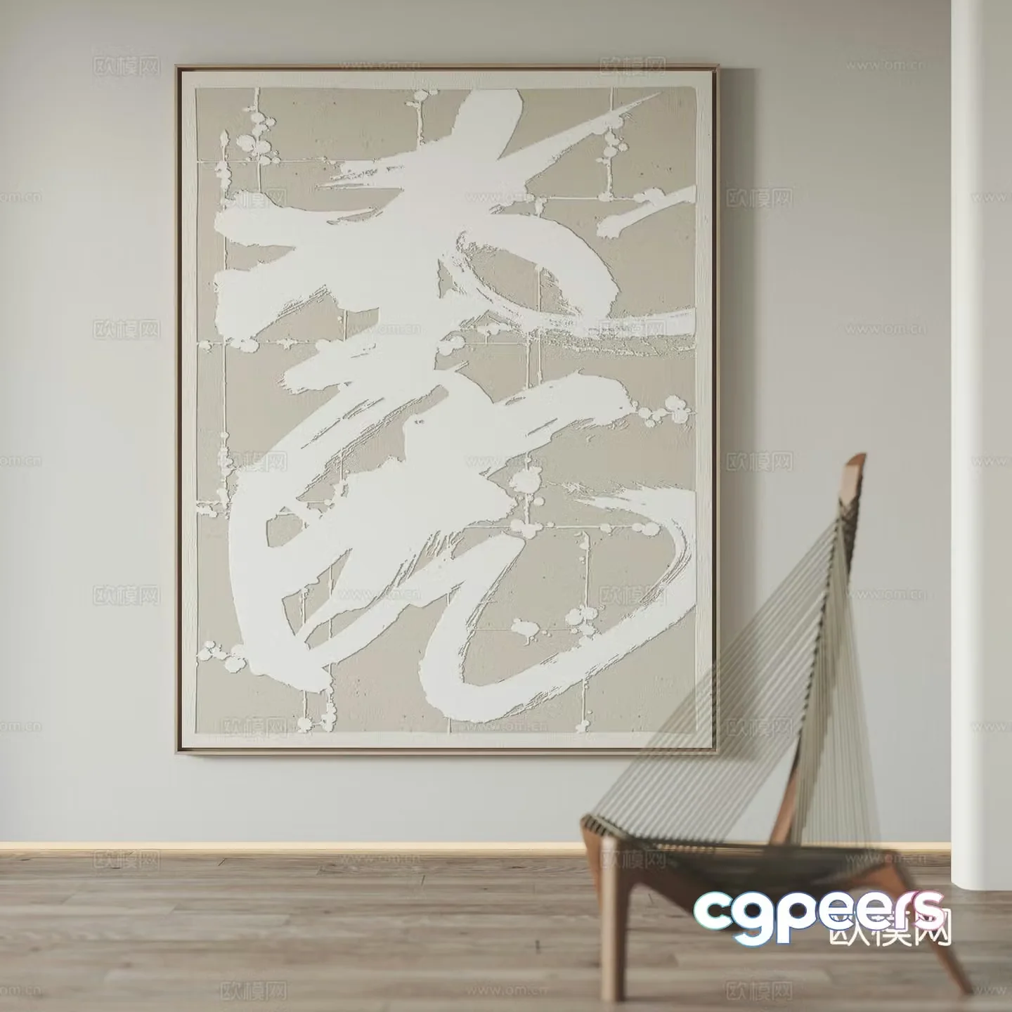 Modern hanging paintings decorative paintings leisure chairs 3d model