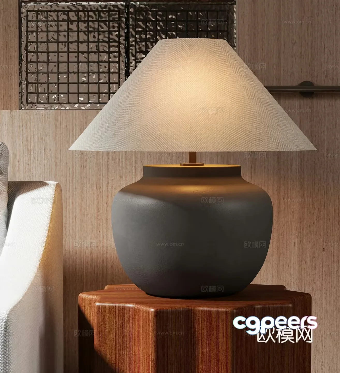 Medieval style clay pot table lamp 3D model