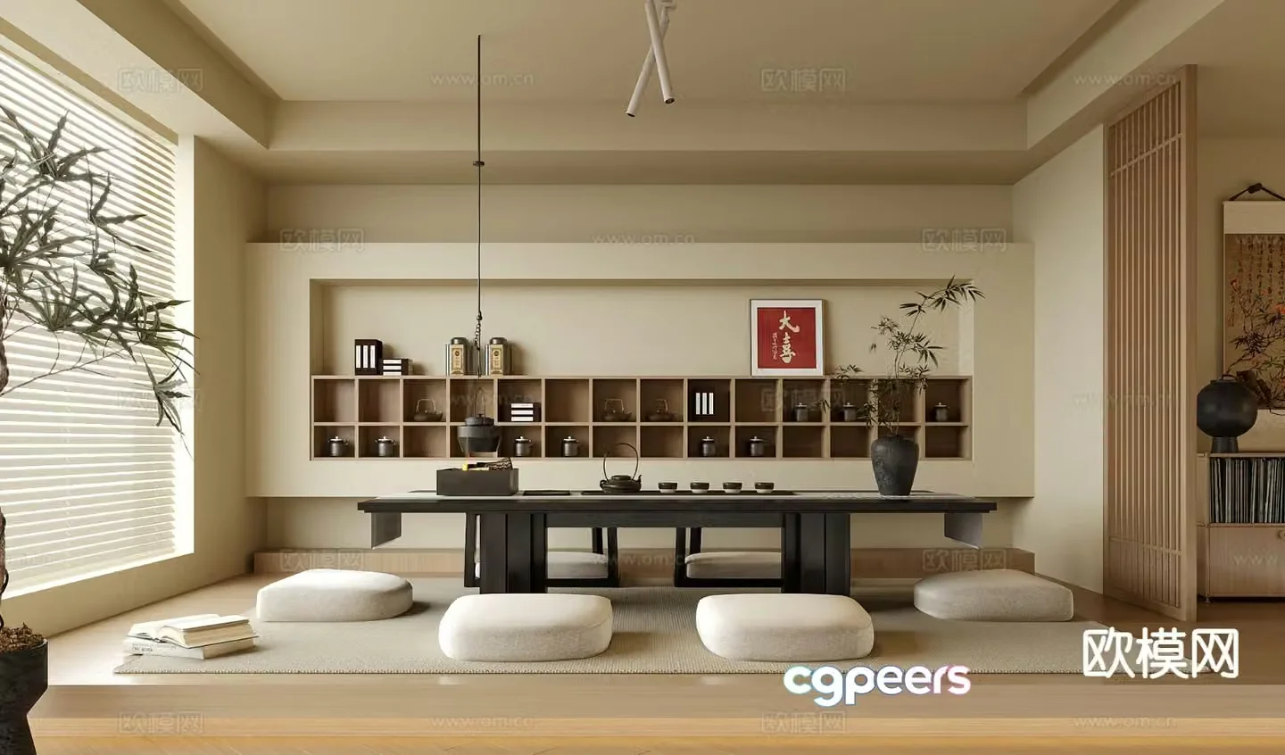 New Chinese tatami tea room 3d model
