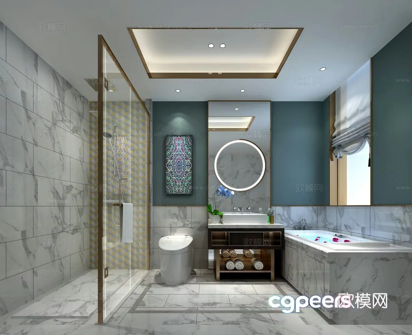 Model room bathroom sink bathtub roller shutter 3d model