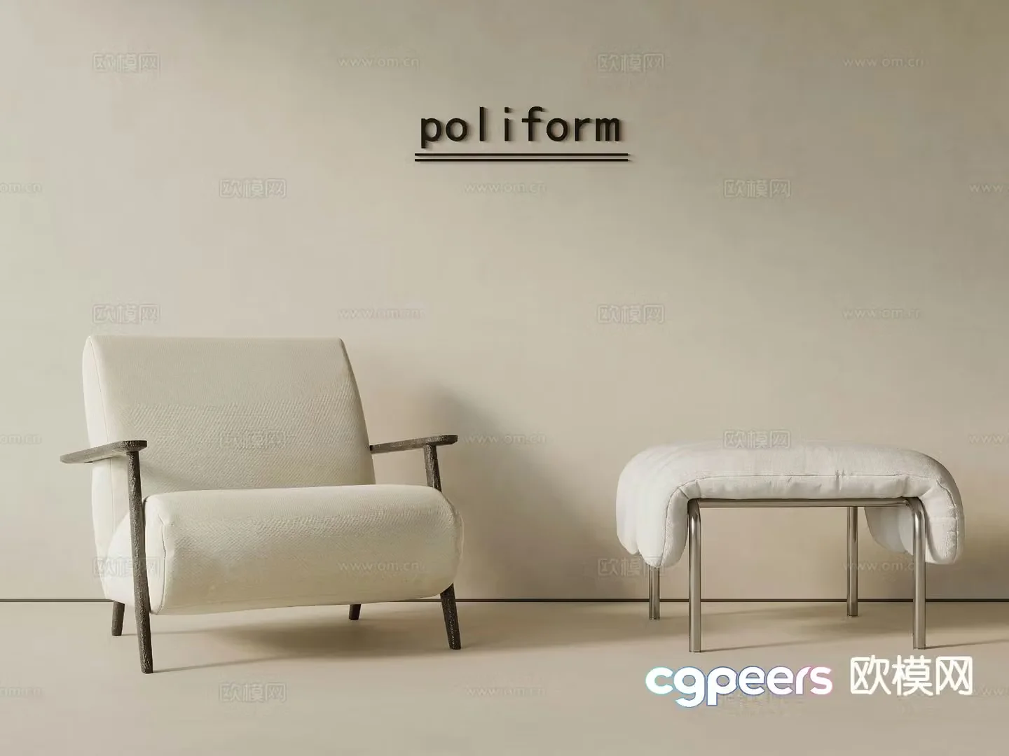 Modern sofa chair leisure chair sofa stool 3d model