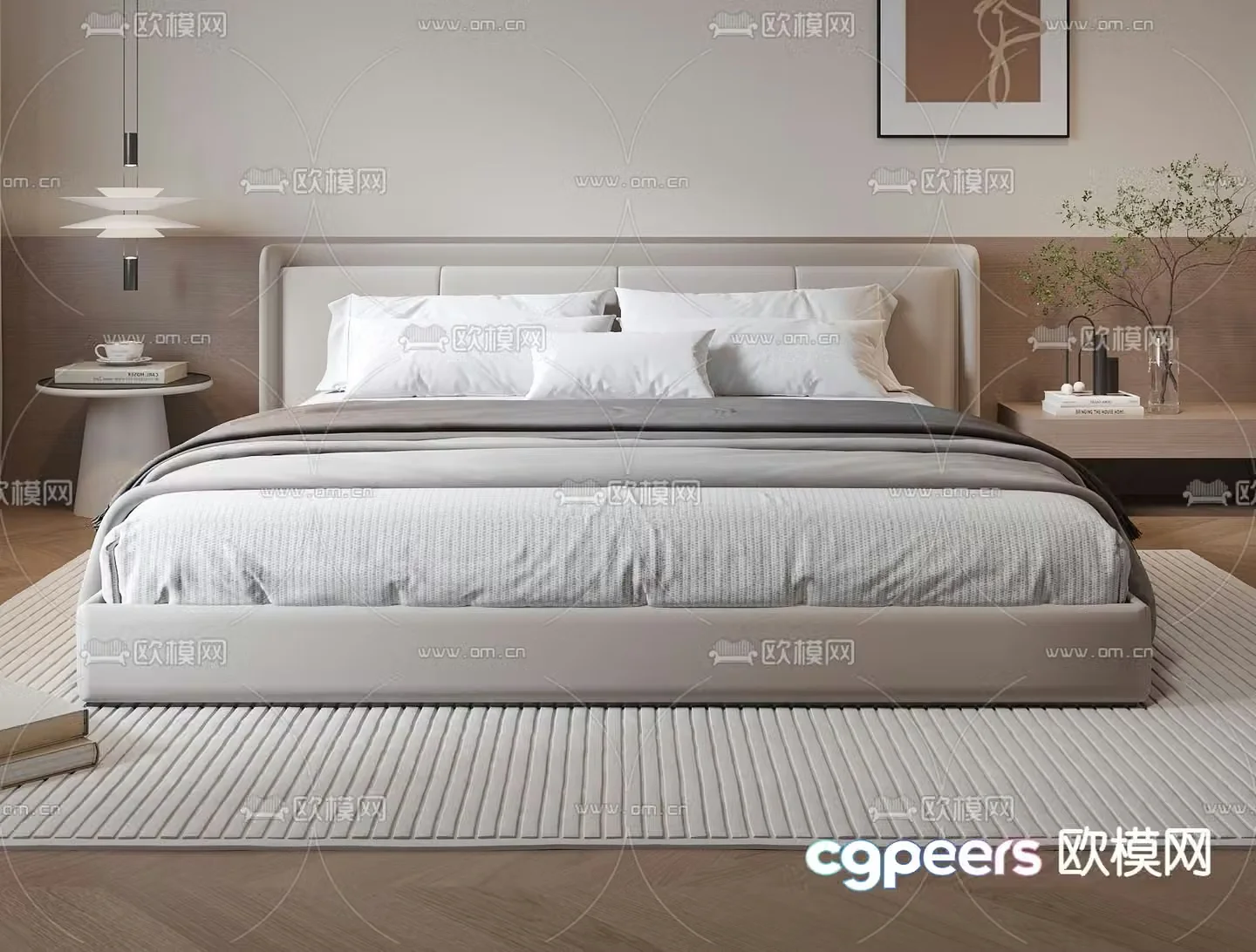 Modern double bed 3d model