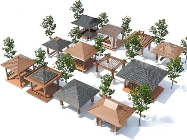 A Collection Of Gazebos 3D Model – 2598 – VRAY Render