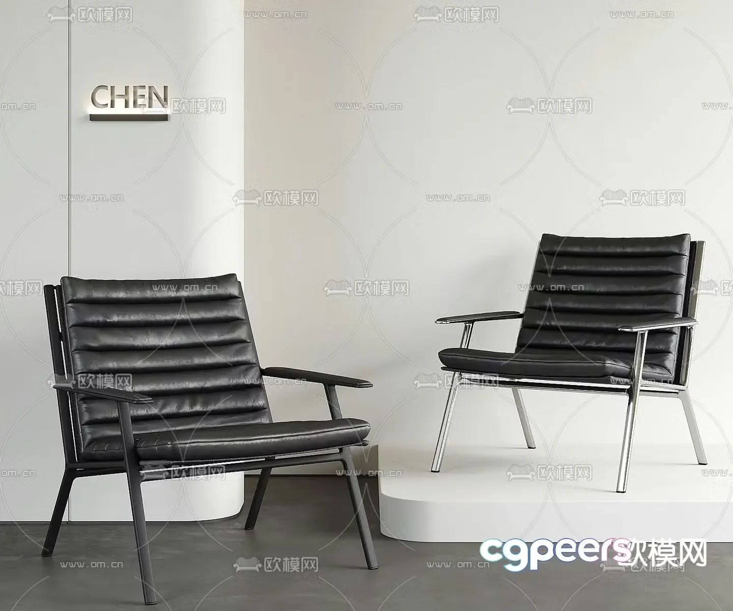 Leather chair lounge chair 3d model