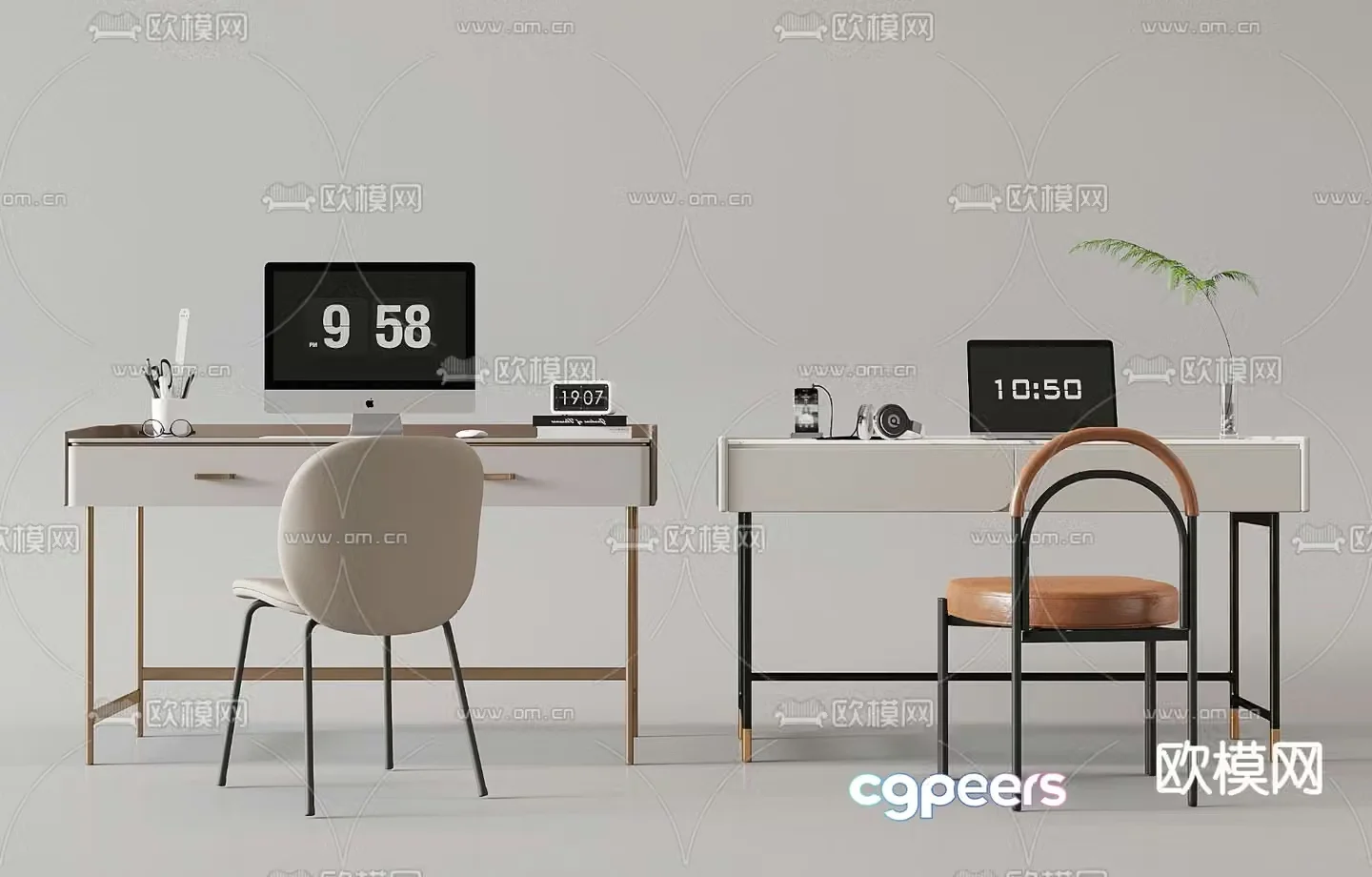 modern desk writing desk 3d model
