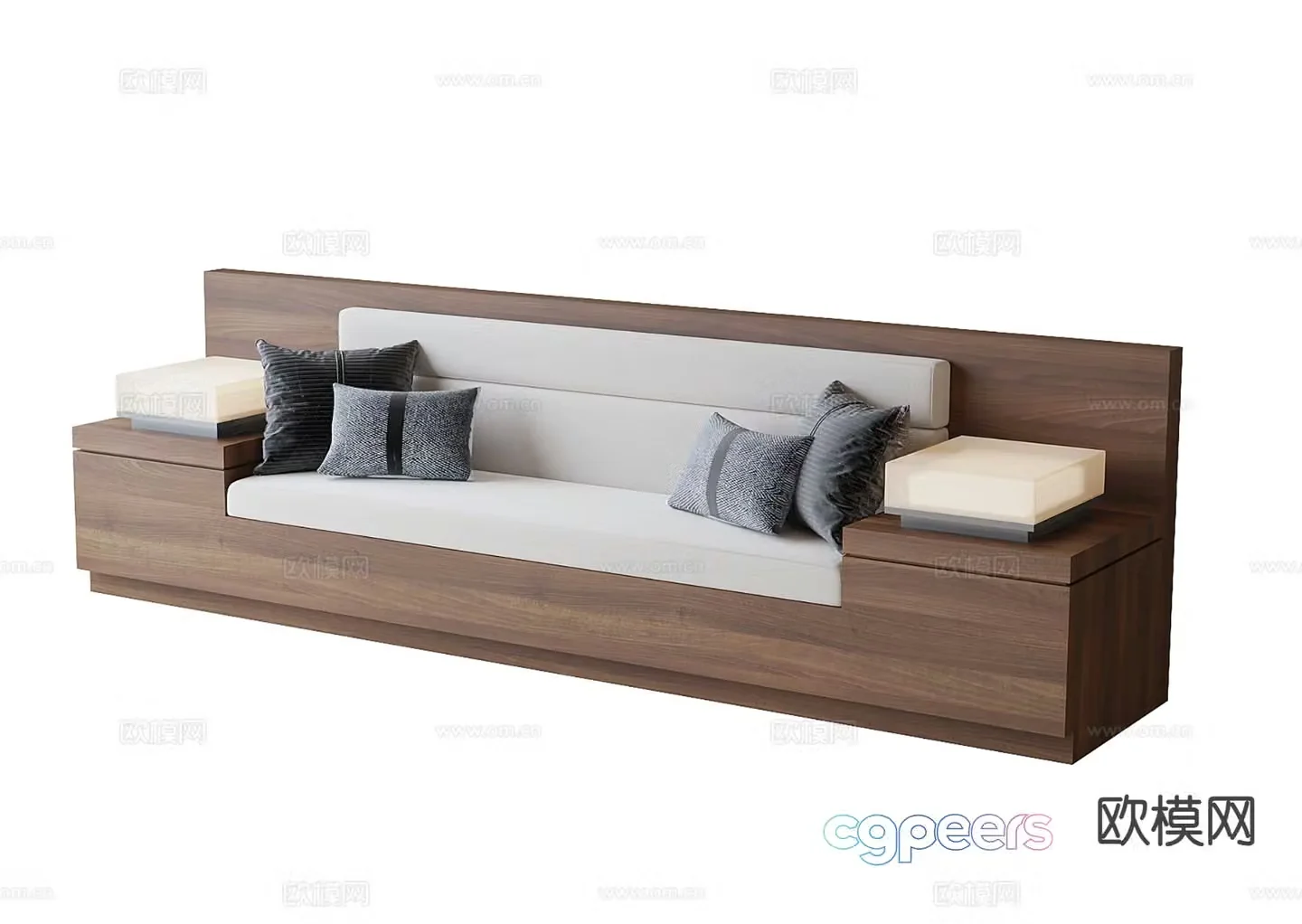 New Chinese style solid wood sofa deck sofa 3D model