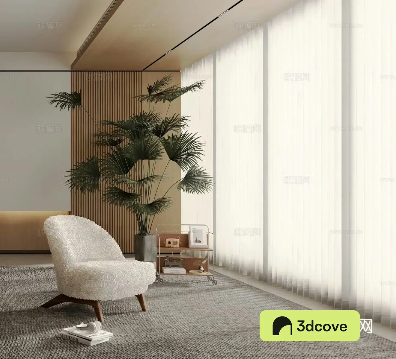 Dream curtain venetian blinds casual sofa side green plants potted