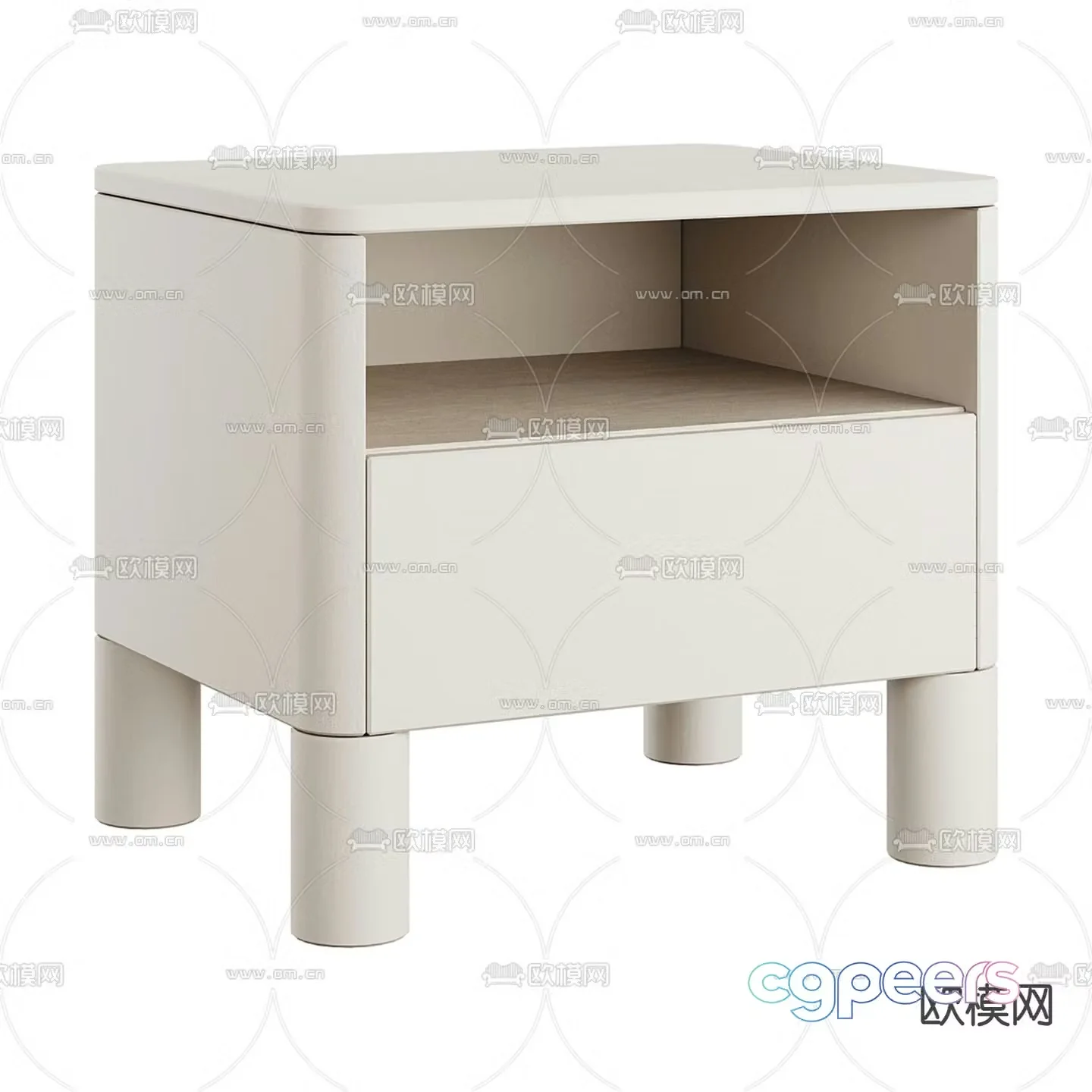 cornerdesign solid wood bedside table 3d model