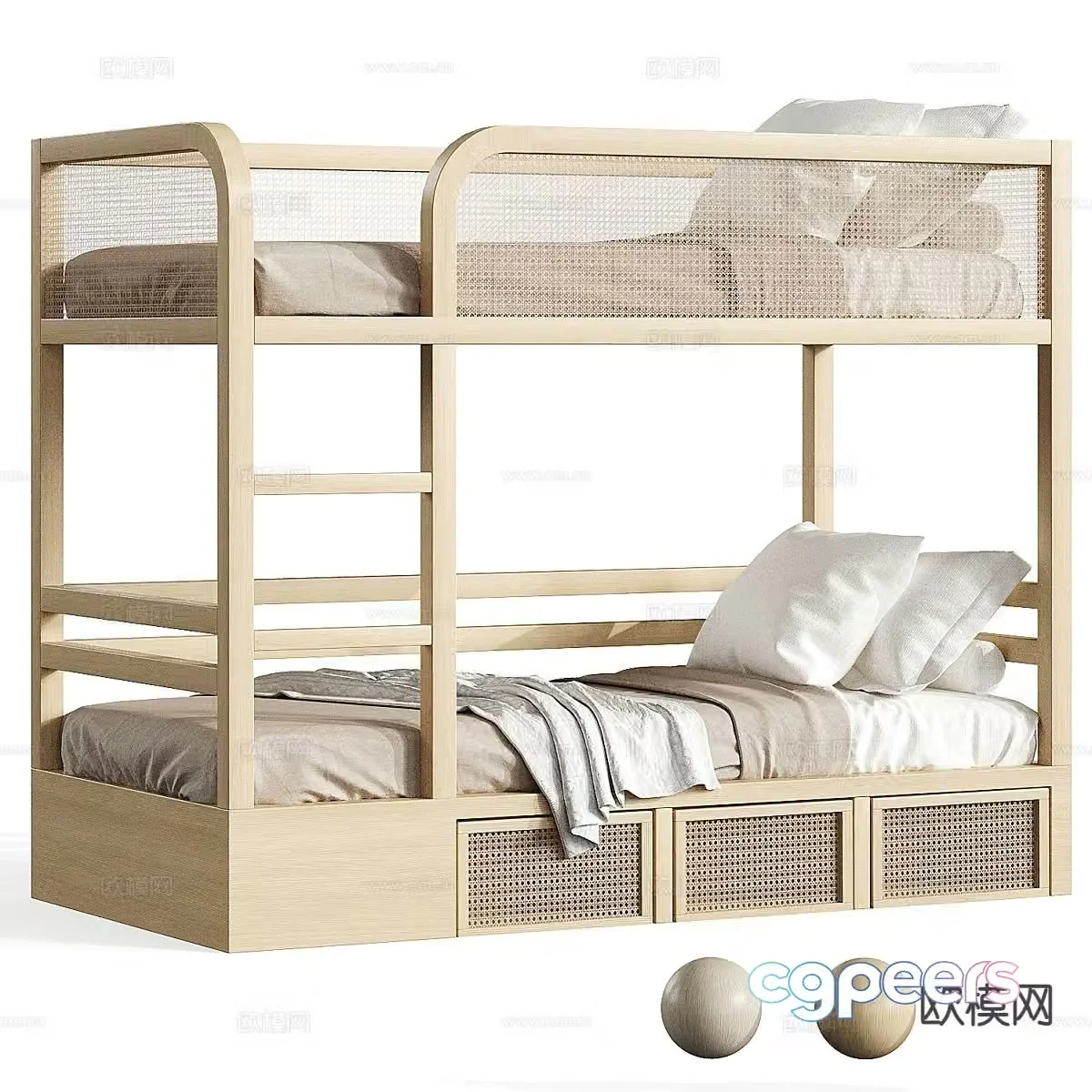 Modern bunk bed children’s bed bunk bed 3d model