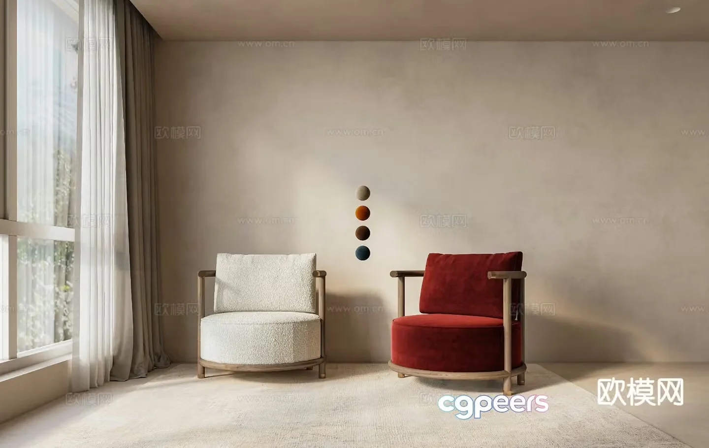New Chinese style chair leisure chair round chair 3d model