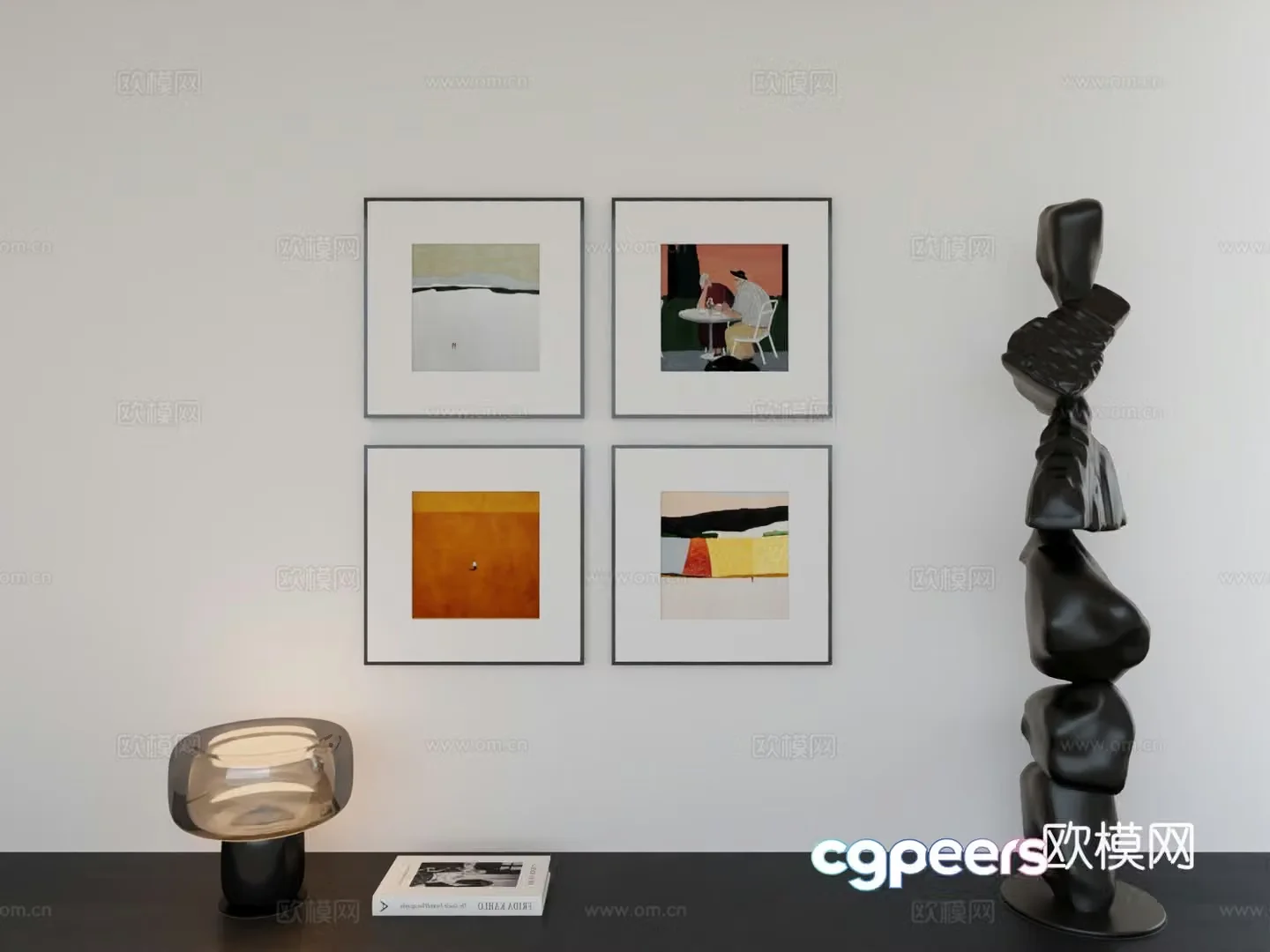 Modern minimalist hanging painting Bauhaus minimalist array hanging painting 3D model