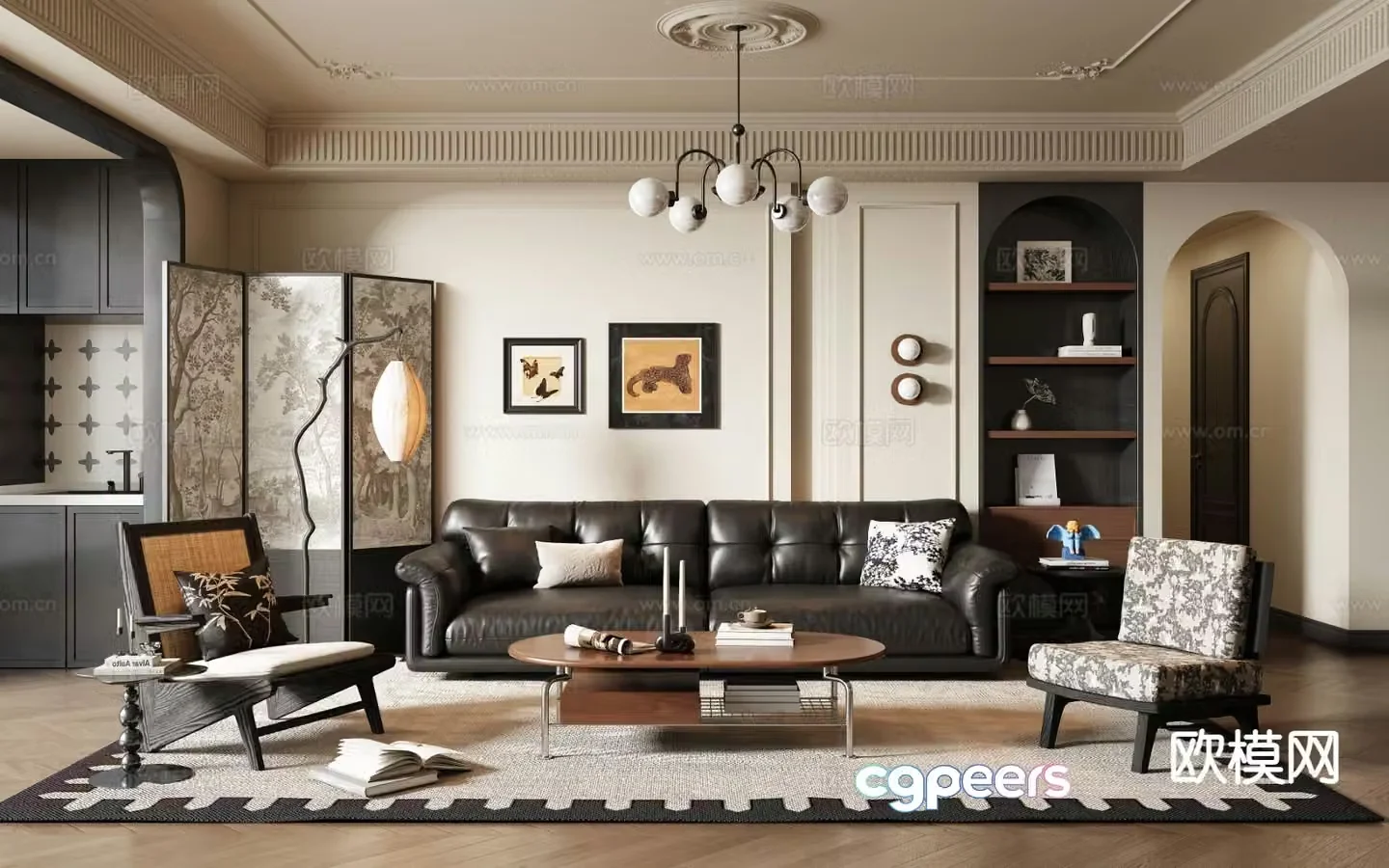French medieval style living room 3D model