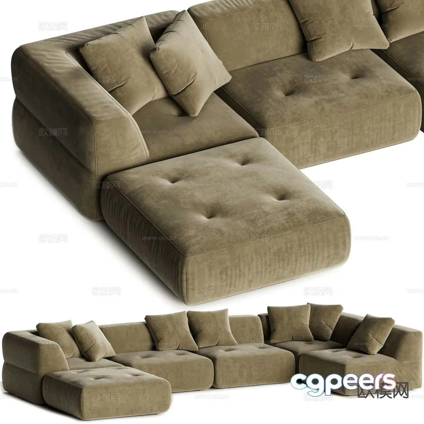 Multi-person sofa corner sofa 3d model