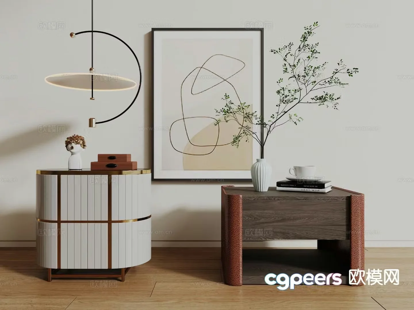 Light luxury bedside table 3D model