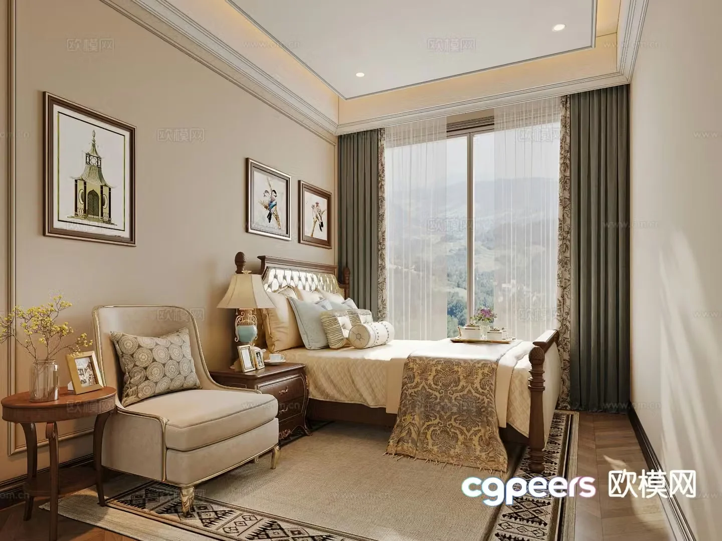 European style bedroom master bedroom 3d model