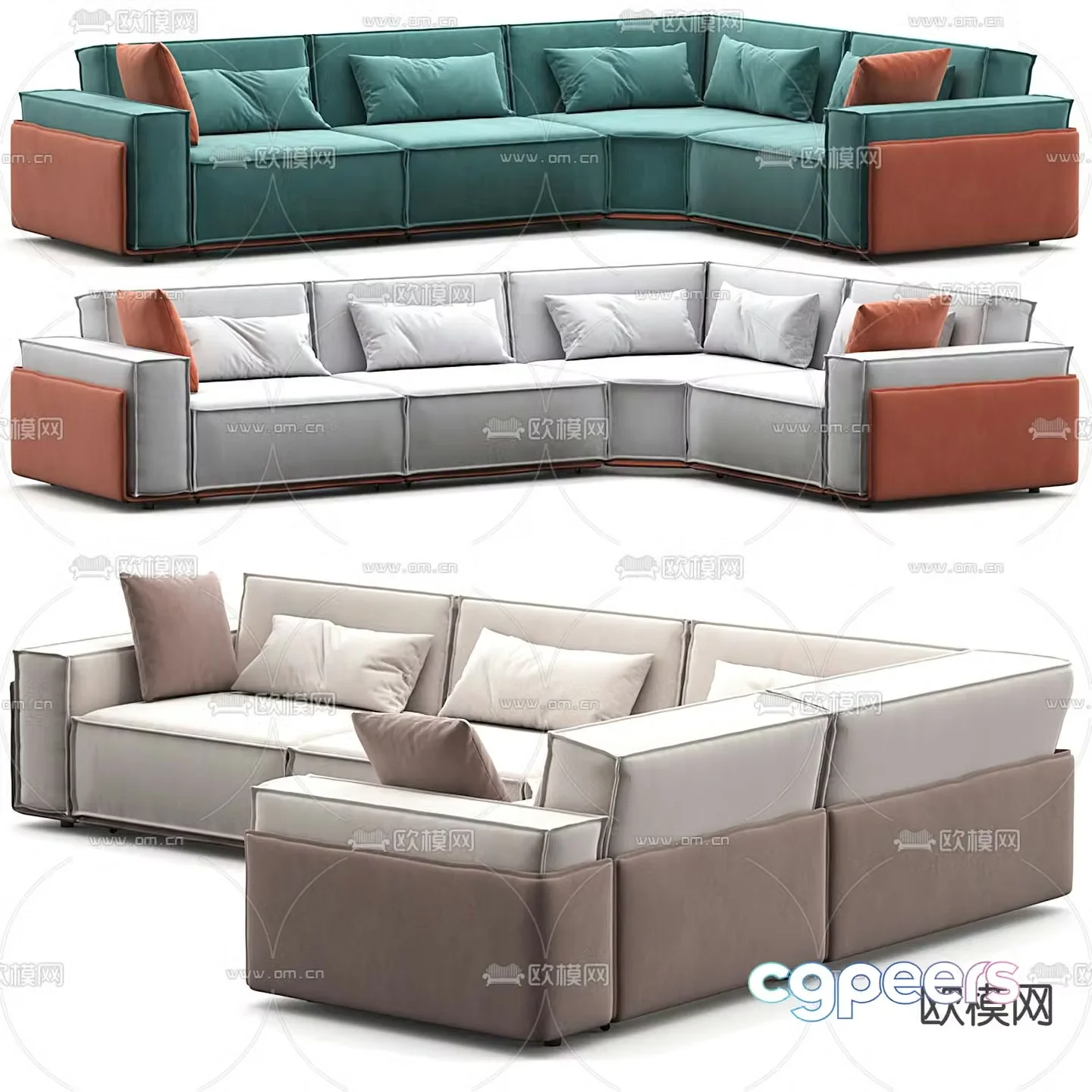 Giorgetti modern green corner sofa 3d model