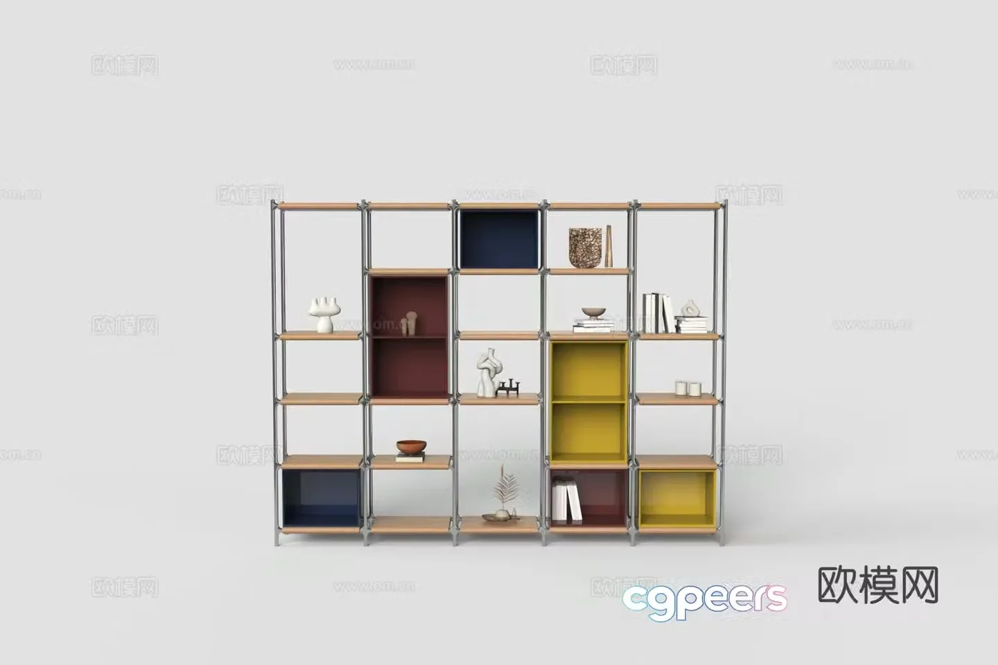 Modern bookshelf 3d model