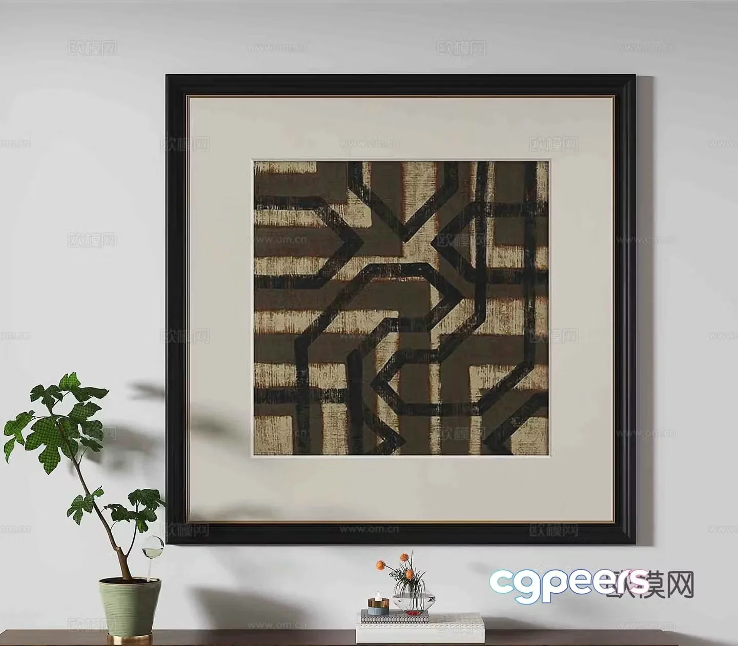 Simple European decorative painting abstract painting hanging painting 3D model
