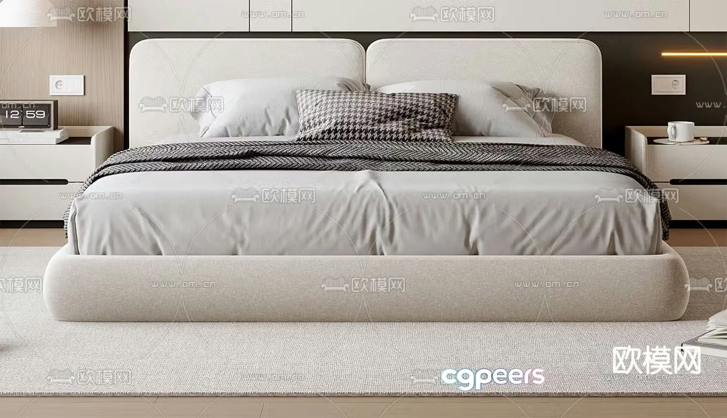 Modern double bed 3d model