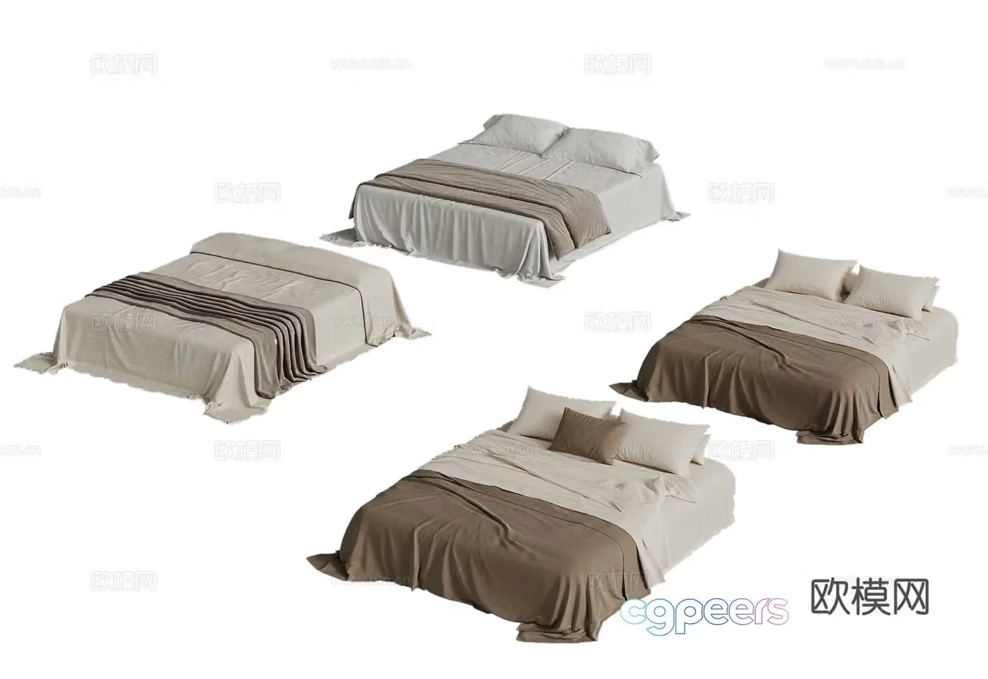 Modern double bed 3d model