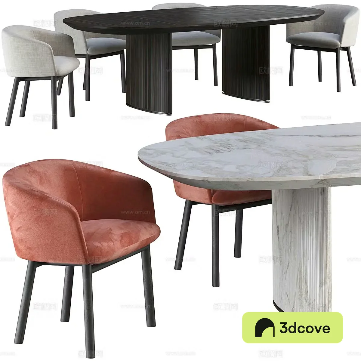 Modern dining table and chairs