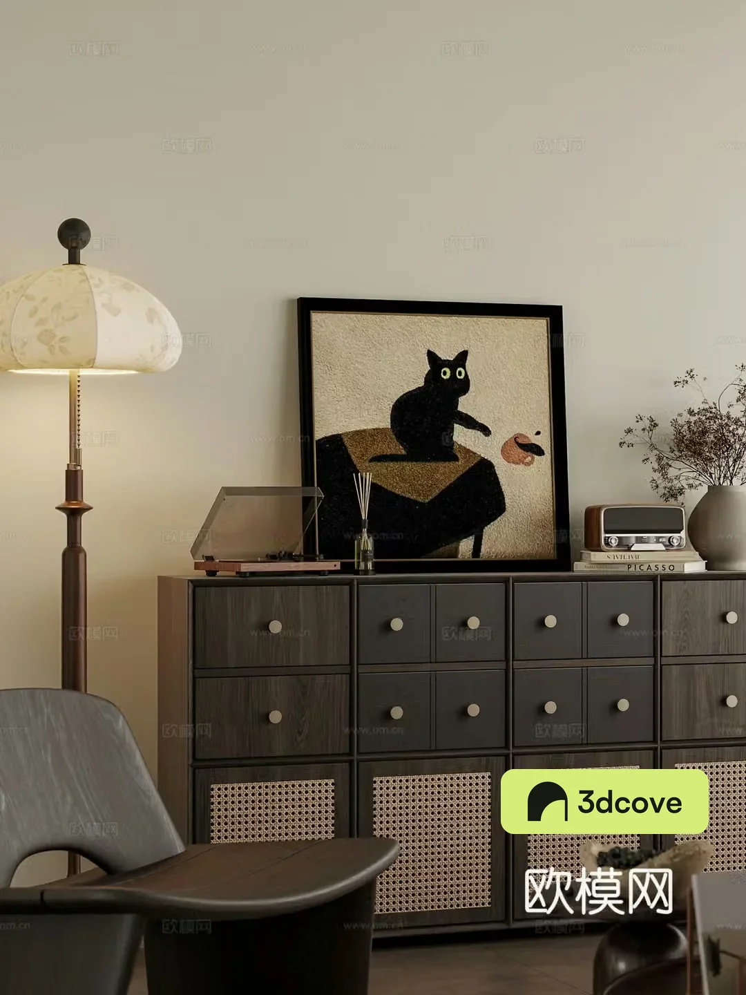 Middle-aged style home living room 3D model