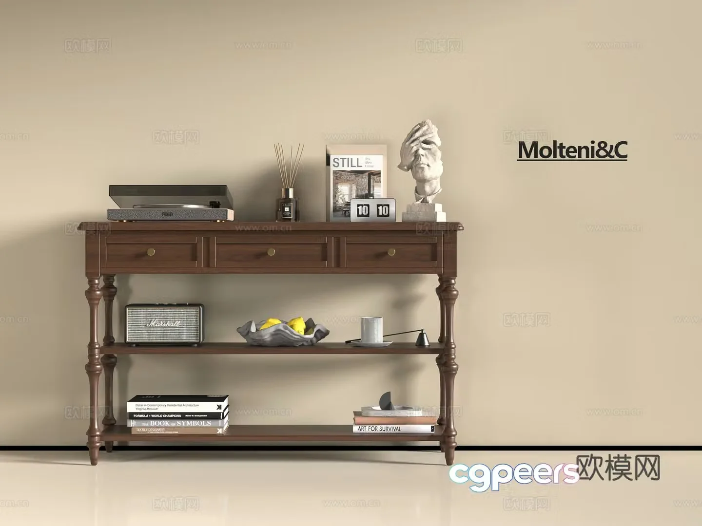New Chinese style entrance cabinet 3D model