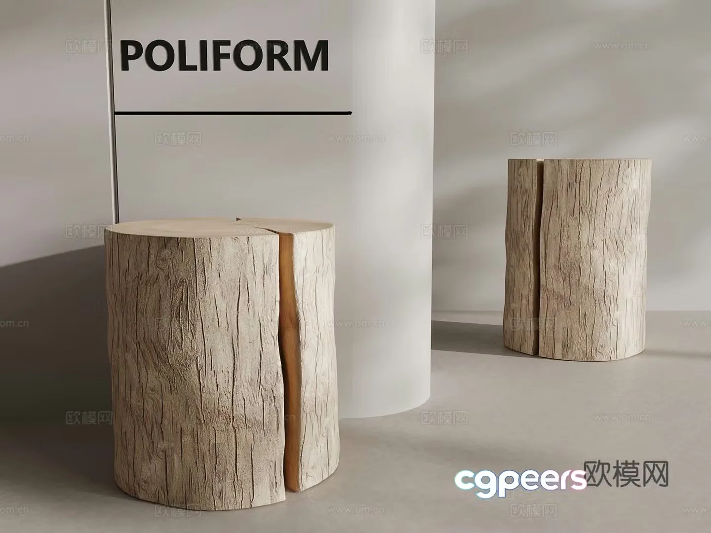 Modern solid wood stool 3d model