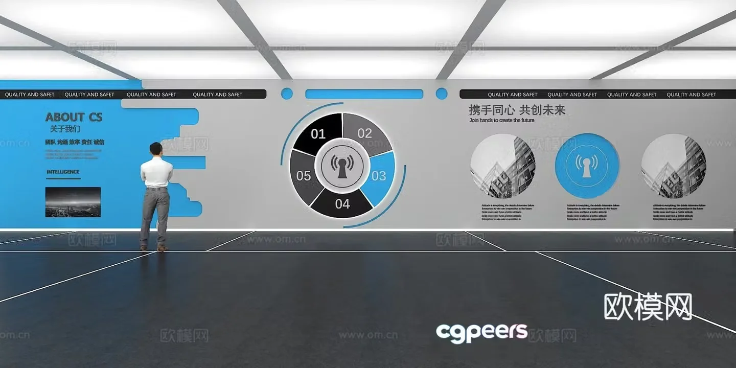 Cultural wall Corporate culture wall Display wall Theme wall Exhibition hall Campus culture Corridor 3D model