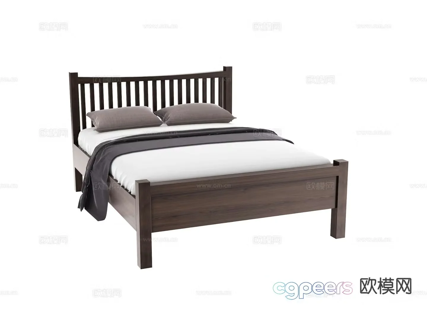 Modern double bed 3d model