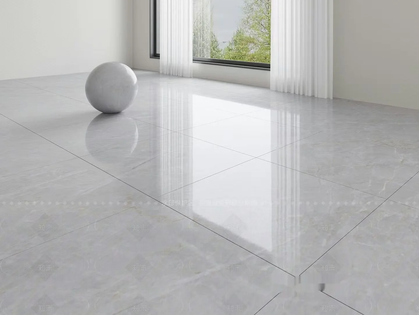 Empty Room With Large Tiles 3D Model – 7204 – CORONA Render