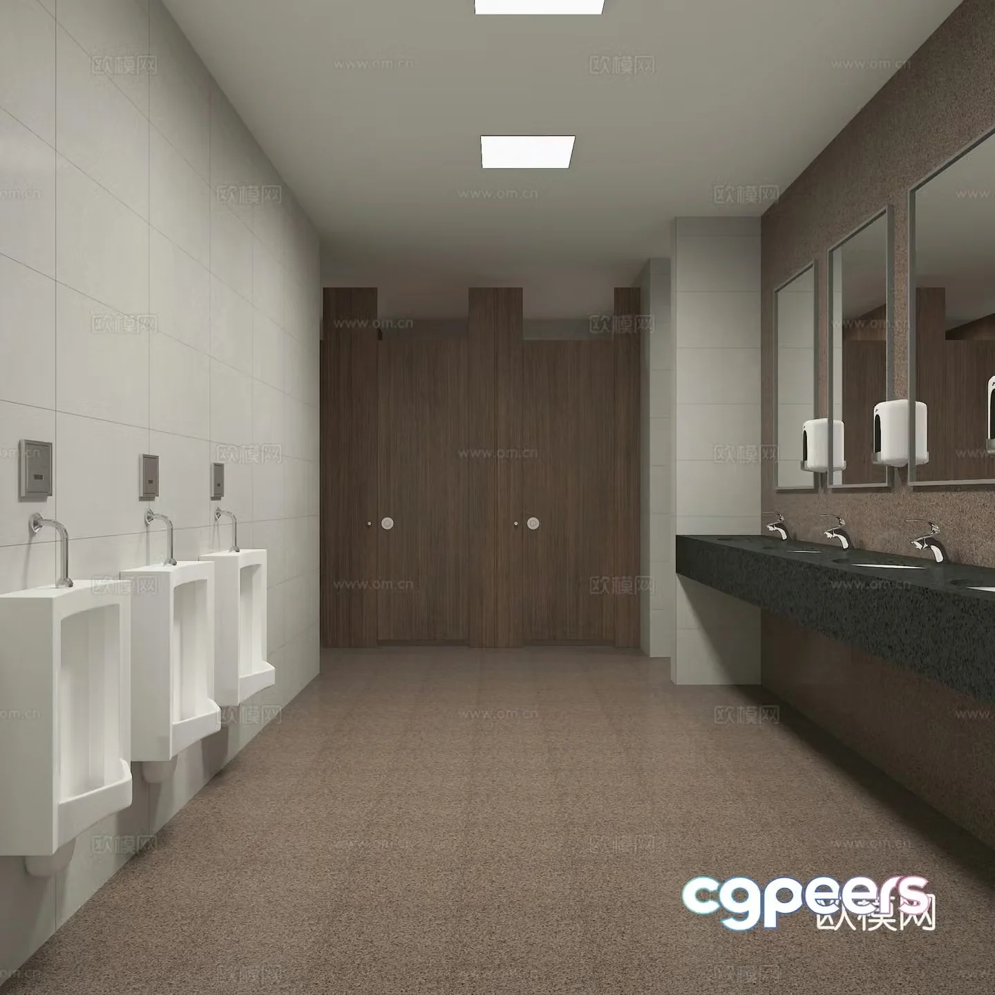 Modern public bathroom 3d model