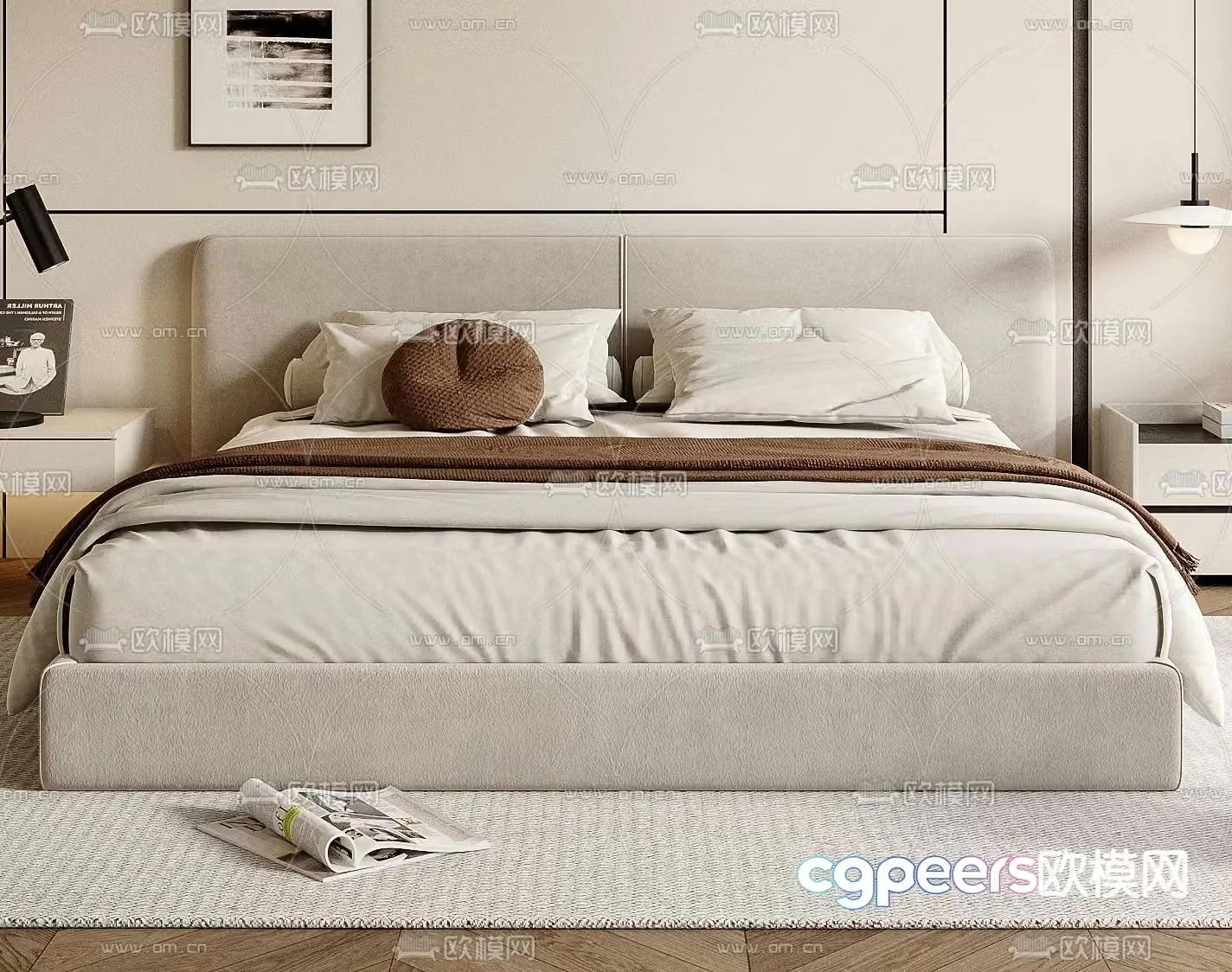 Modern double bed 3d model